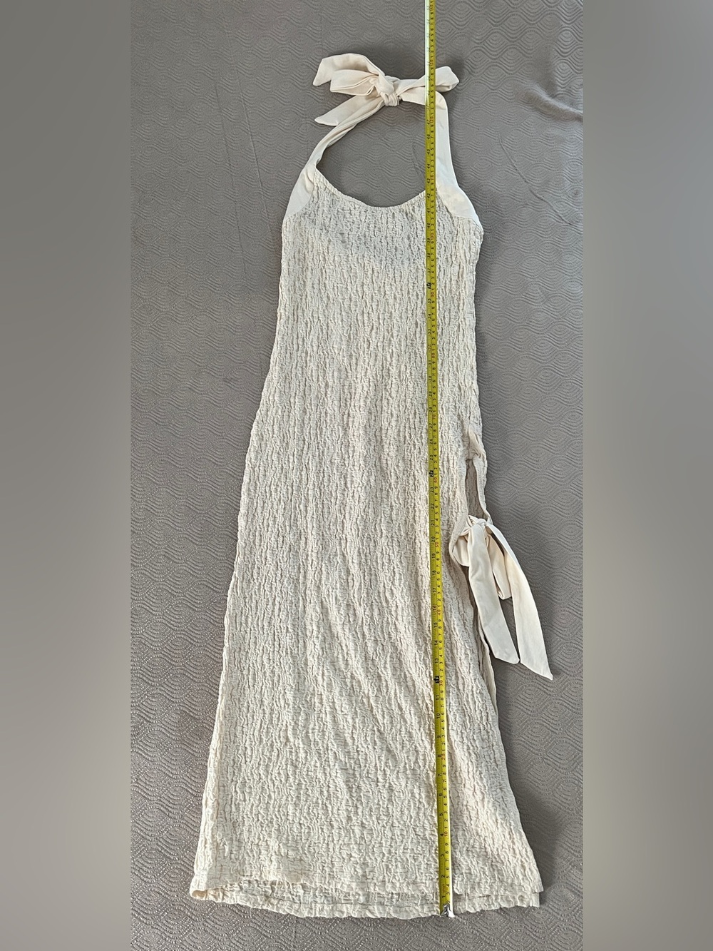 Free People Sea Foam Cream Halter Midi Dress with Side Bow size medium - Picture 9 of 14